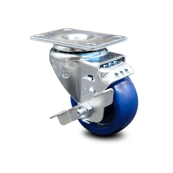3.5 Inch Solid Polyurethane Wheel Swivel Top Plate Caster with Brake SCC